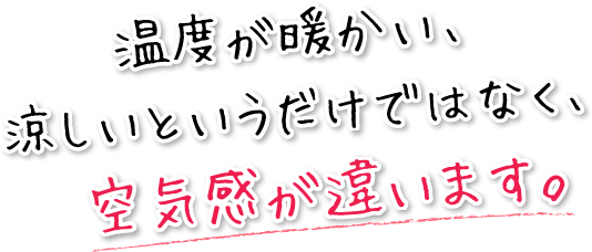 温度が暖かい、涼しいというだけではなく、空気感が違います。